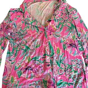 Lilly Pulitzer Cockatoo Pink Pause For A Cause PJ Top